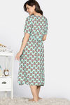 Coucou Maternity Woven Mid Calf Length Loungewear Dress With Front Open Button - Ocean Green — thumbnail 3